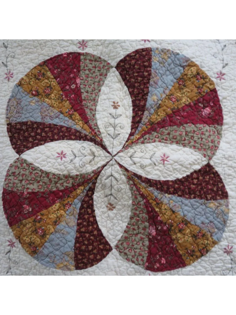 Vintage Quilted Pillow Shams Pair of 2 Floral Patchwork 21